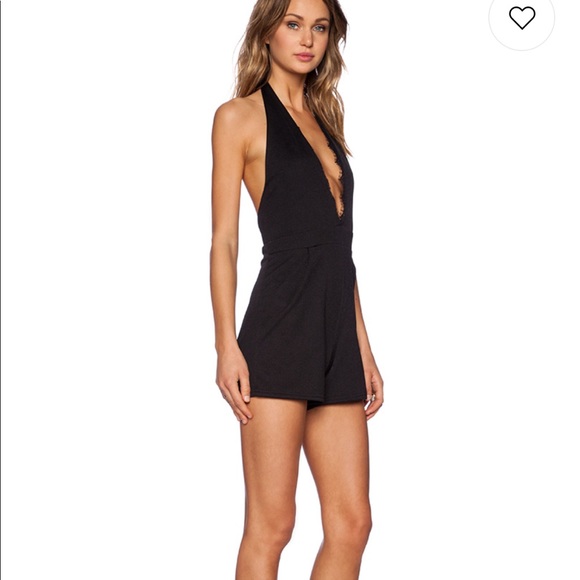 NWOT OH MY LOVE BLACK HALTER ROMPER - Picture 2 of 6